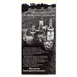 Kentucky Tavern Bourbon Vintage Print Ad Horse Pasture White Fence Wall Art